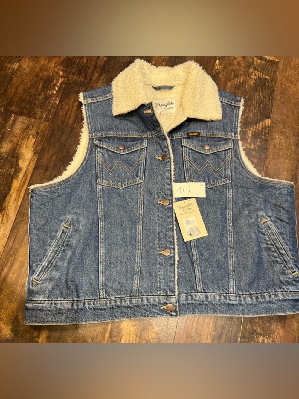 Women’s Wrangler Retro Sherpa Lined Denim Vest Size 2X NWT